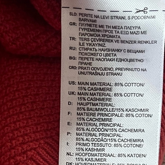 Ashworth Men’s V Neck Long Sleeve Cashmere Blend Sweater Red Pullover Knit M - Picture 6 of 9